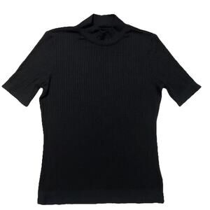 Rachel Zoe Women Shirt Size S Black Mock Neck Pullover Short Sleeve